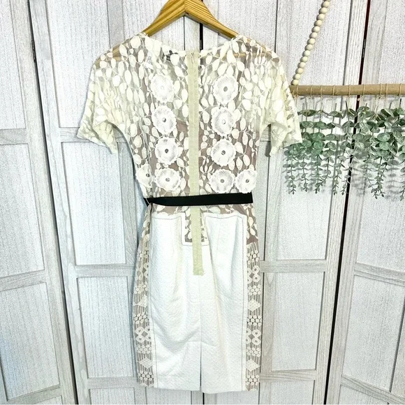 Anthropologie x Beguile by Byron Lars Carissima Sheath Dress Cream Ivory Lace 4P